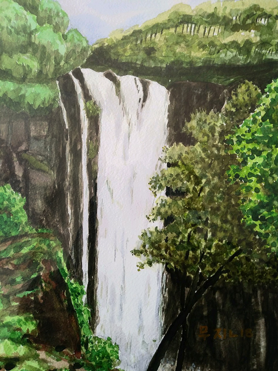 박무진 / 엉또폭포 / 45.5×30.2cm / watercolor on paper